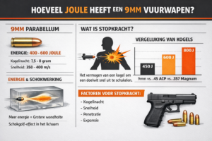 Hoeveel joule heeft een 9mm vuurwapen?  Alles over stopkracht en energie